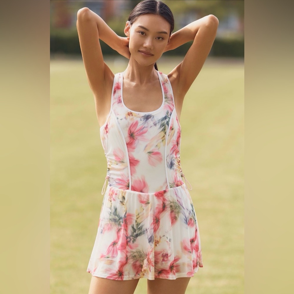 NWT Daily Practice Sleeveless Scoopneck Floral Mesh Mini Dress